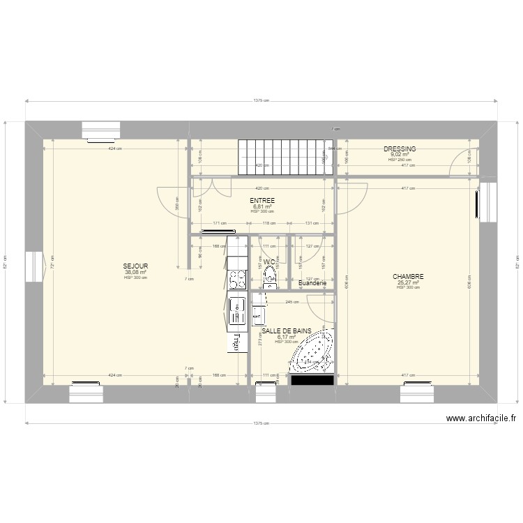 Logement 2éme. Plan de 8 pièces et 89 m2