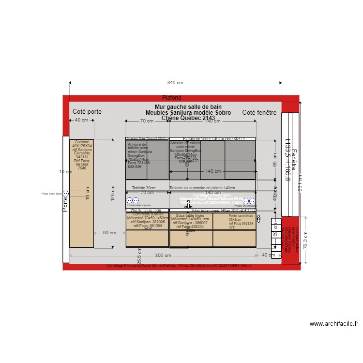 Mur gauche salle de bain définitif. Plan de 0 pièce et 0 m2