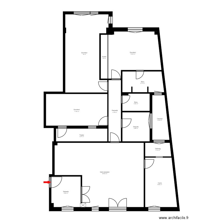 ED. CRISTALL, 3-2. ESCALDES. Plan de 14 pièces et 116 m2