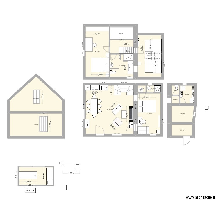 L’être. Plan de 17 pièces et 151 m2