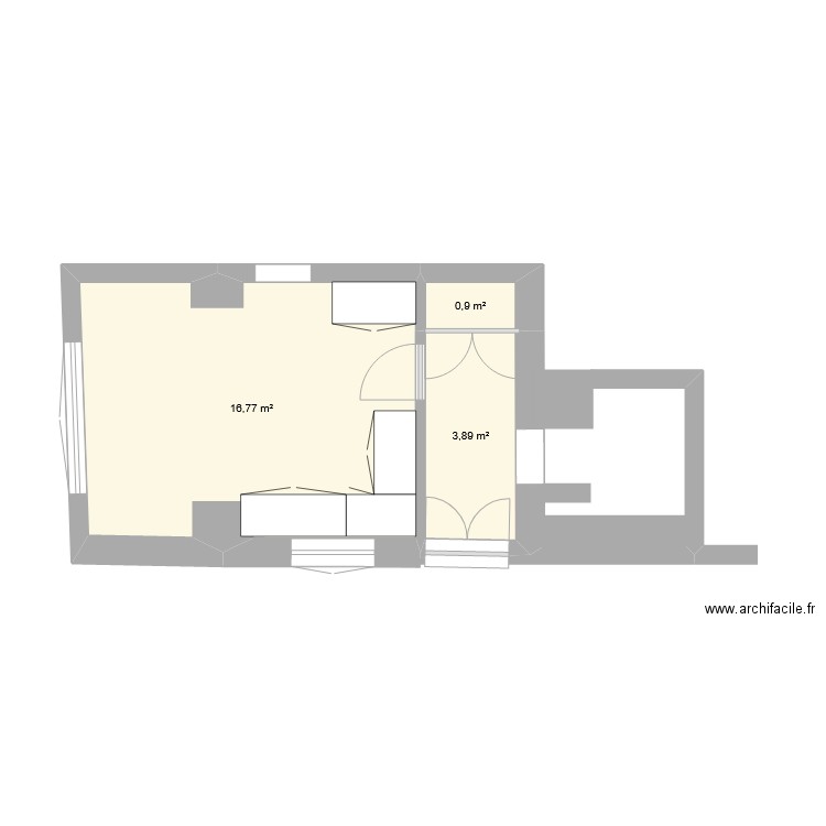 cuisine barraux. Plan de 3 pièces et 22 m2