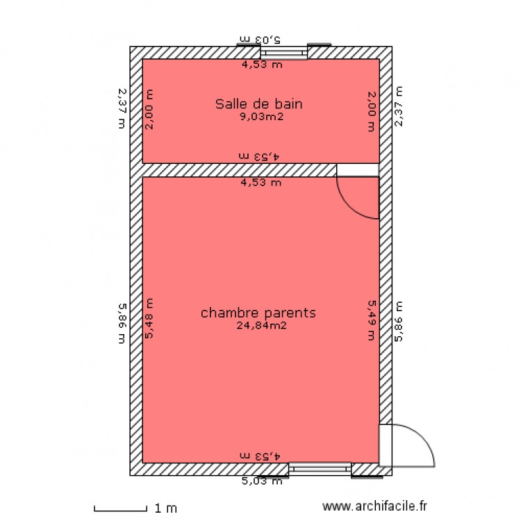 PROJET CHAMBRE/S de Bain 1 ER  étage. Plan de 0 pièce et 0 m2