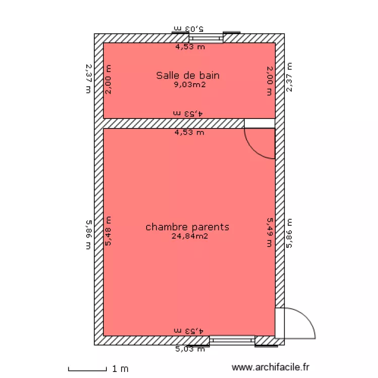 PROJET CHAMBRE/S de Bain 1 ER  &eacute;tage. Plan de 