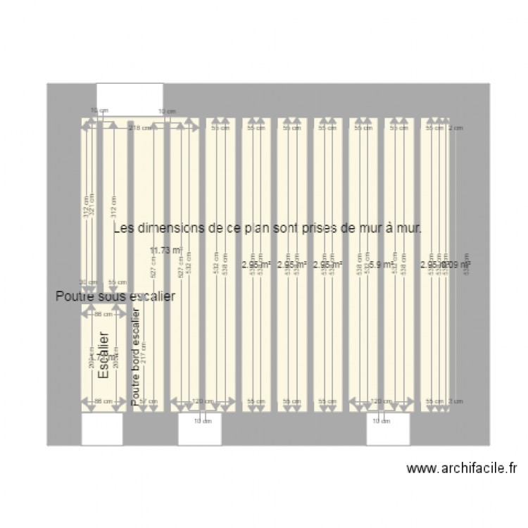 Plan plancher beton avec poutres. Plan de 0 pièce et 0 m2