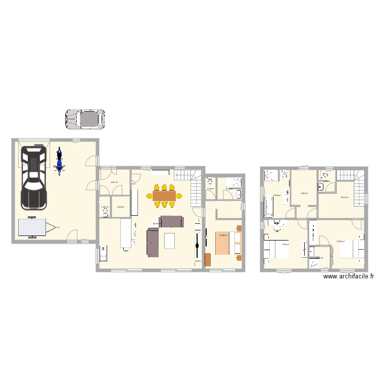 Maison plein pied. Plan de 0 pièce et 0 m2