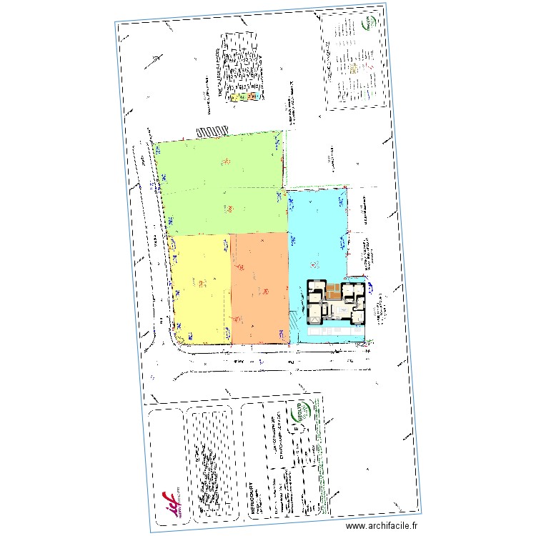 plein pied. Plan de 14 pièces et 188 m2