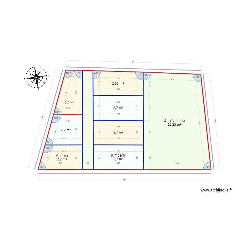 Diseño final 2 plantas. Plan de 9 pièces et 33 m2