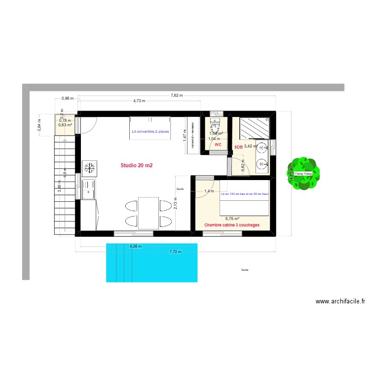 Electricité. Plan de 4 pièces et 11 m2