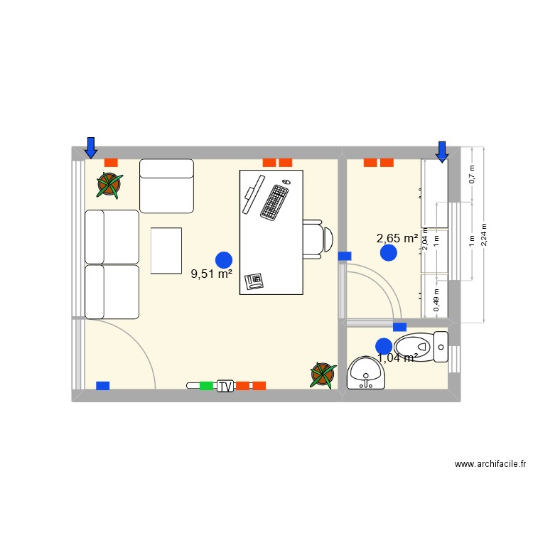 horizon20092025. Plan de 3 pièces et 13 m2