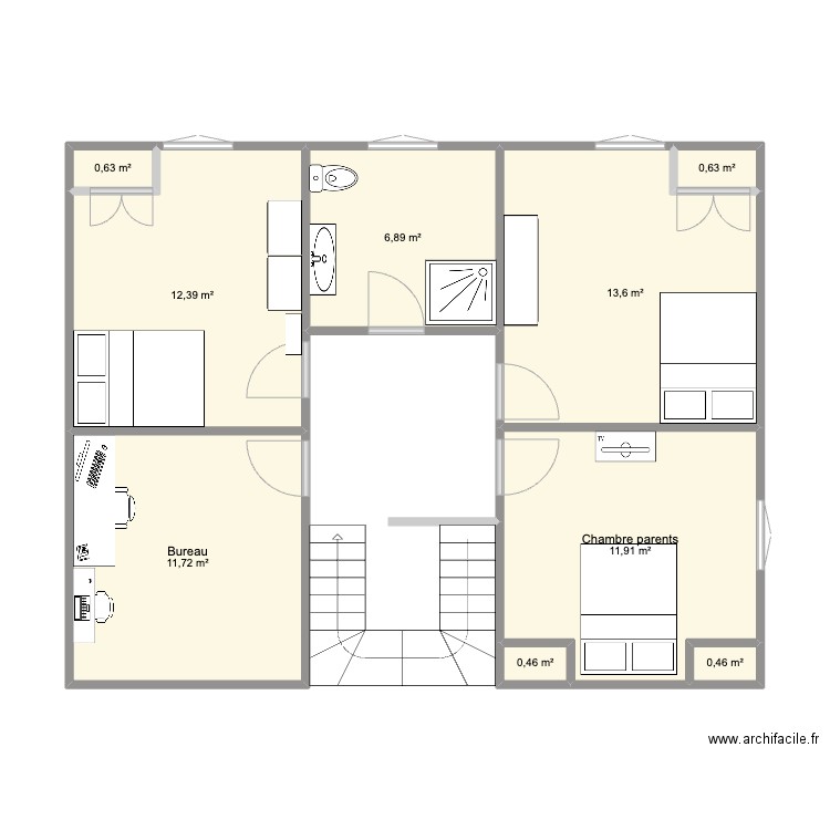 Etage PLOBANNALEC. Plan de 9 pièces et 59 m2