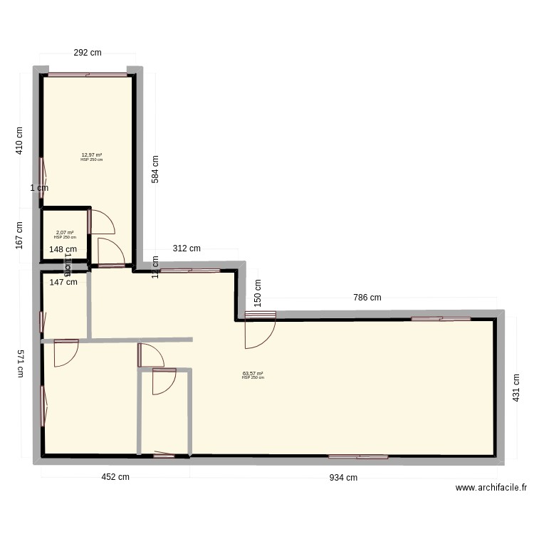 Maison rdc. Plan de 3 pièces et 79 m2