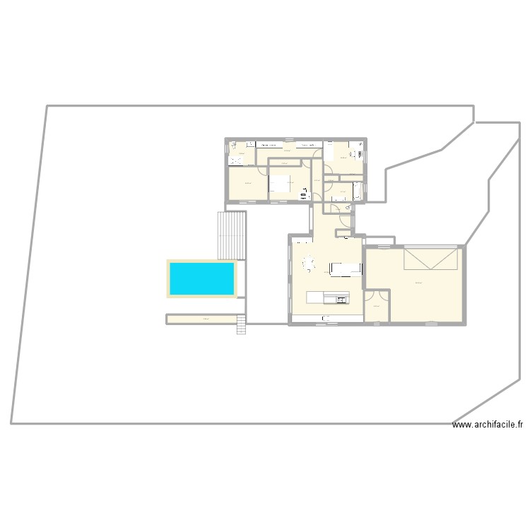 plan U1. Plan de 15 pièces et 202 m2