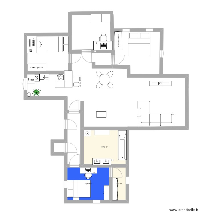 maison maman . Plan de 3 pièces et 21 m2