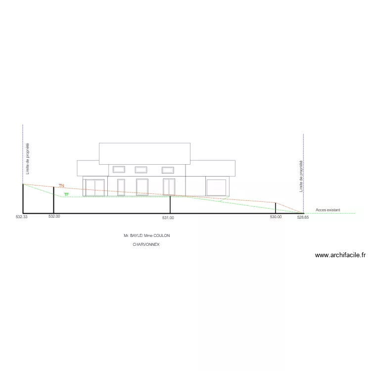 coue sur terrain BAYLE. Plan de 