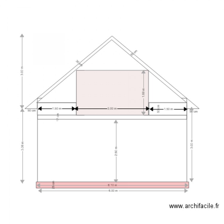 plan en coupe avec dalle béton et espace habitable étage. Plan de 0 pièce et 0 m2