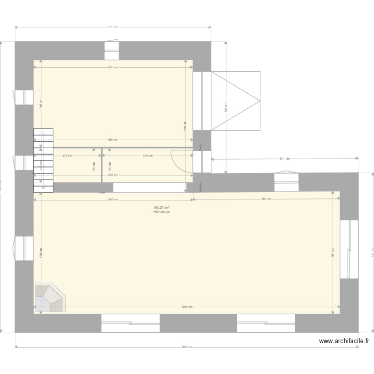 BERGERIE RDC. Plan de 1 pièce et 94 m2