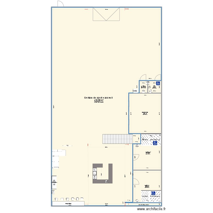 salle de sport RDC. Plan de 6 pièces et 487 m2