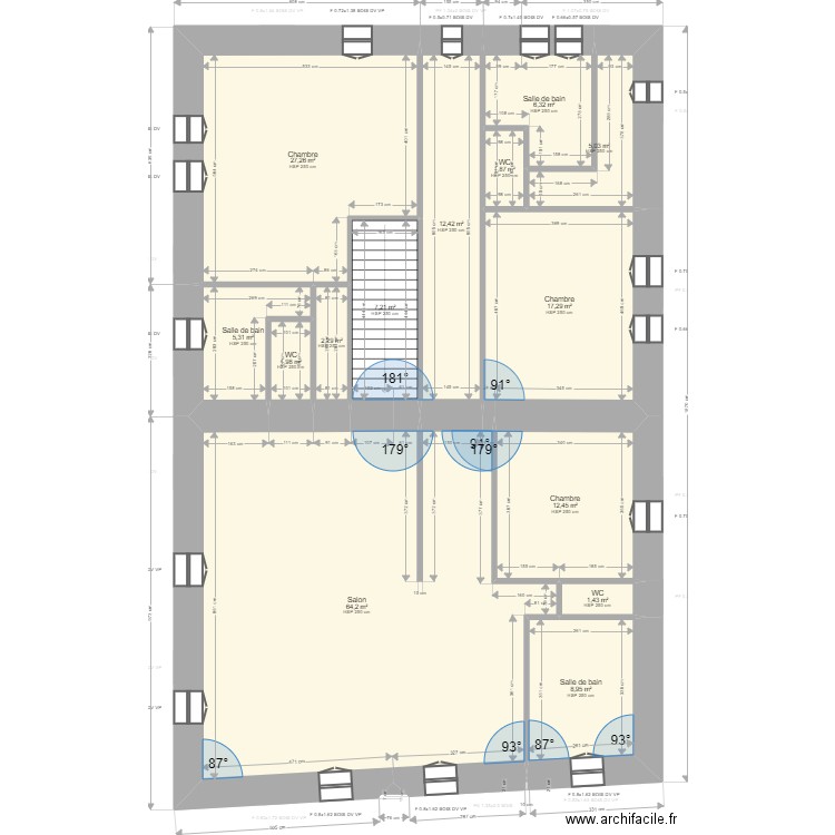 MAIRE CATHERINE . Plan de 26 pièces et 341 m2