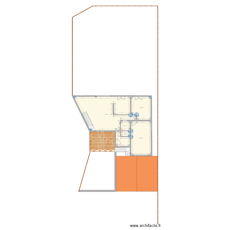 extérieur. Plan de 5 pièces et 97 m2