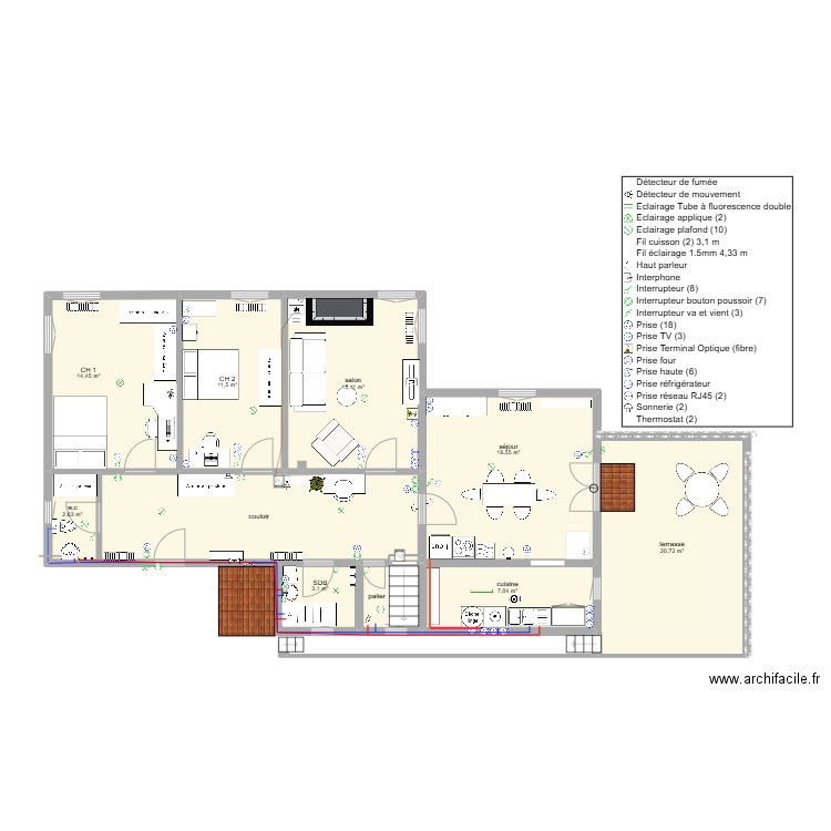 maison la grand combe 1er étage. Plan de 11 pièces et 114 m2