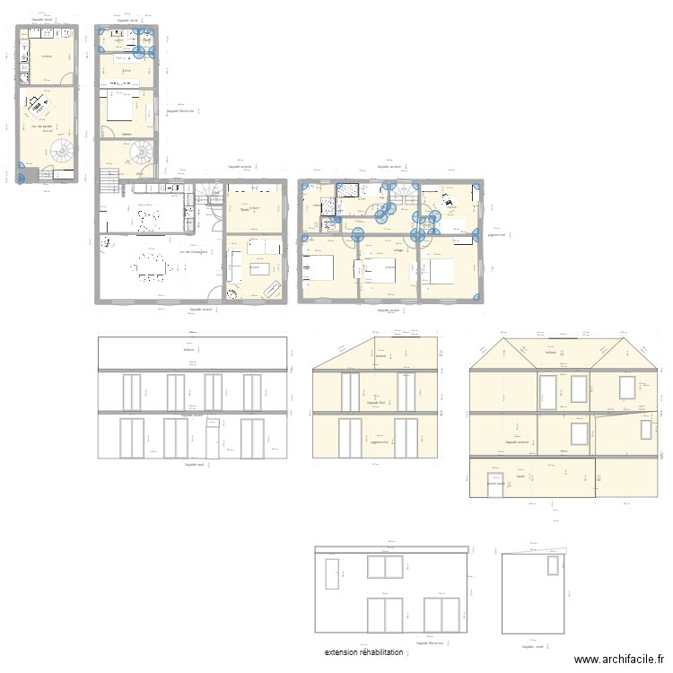 plan fp5 modif extention. Plan de 16 pièces et 173 m2