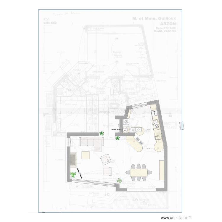 Arzon cuisine salon v16. Plan de 0 pièce et 0 m2