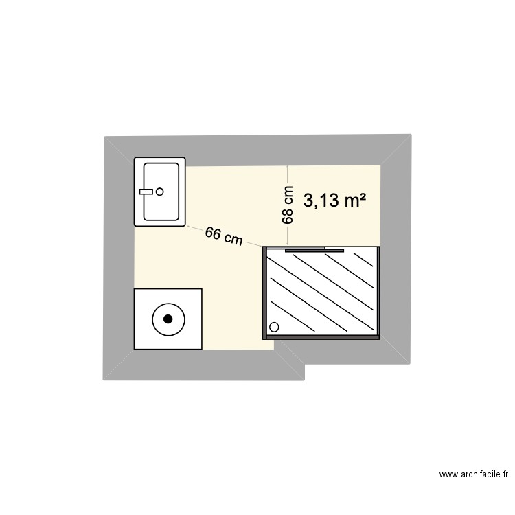 SDB St Jacques V2. Plan de 1 pièce et 3 m2