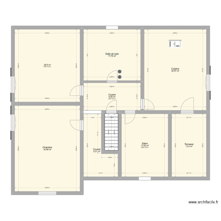 Etage Doudoune. Plan de 9 pièces et 164 m2