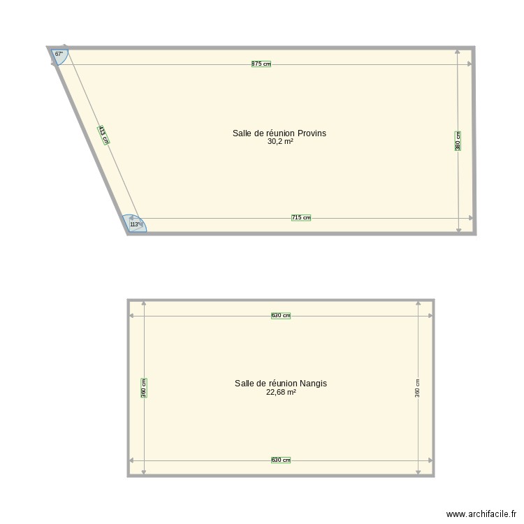 plan agence Provins Nangis. Plan de 2 pièces et 53 m2