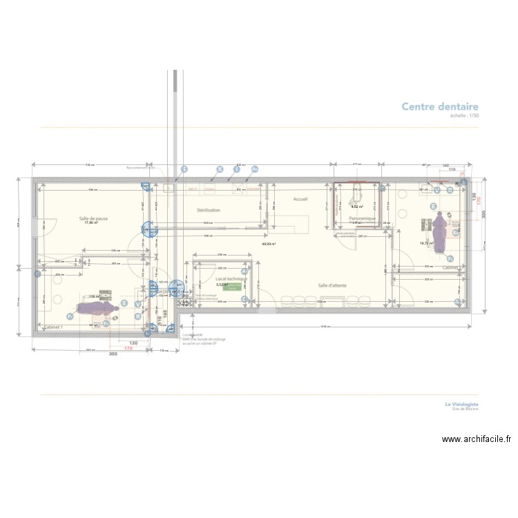 BEZIERS DENTISTE . Plan de 8 pièces et 115 m2