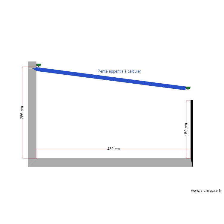 Appentis Atelier - Vu de côté. Plan de 0 pièce et 0 m2