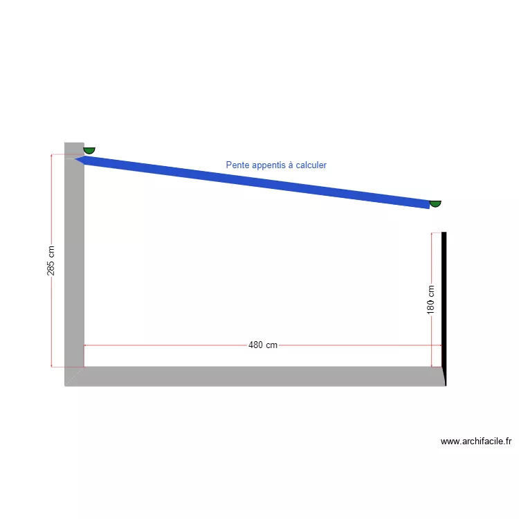 Appentis Atelier - Vu de c&ocirc;t&eacute;. Plan de 