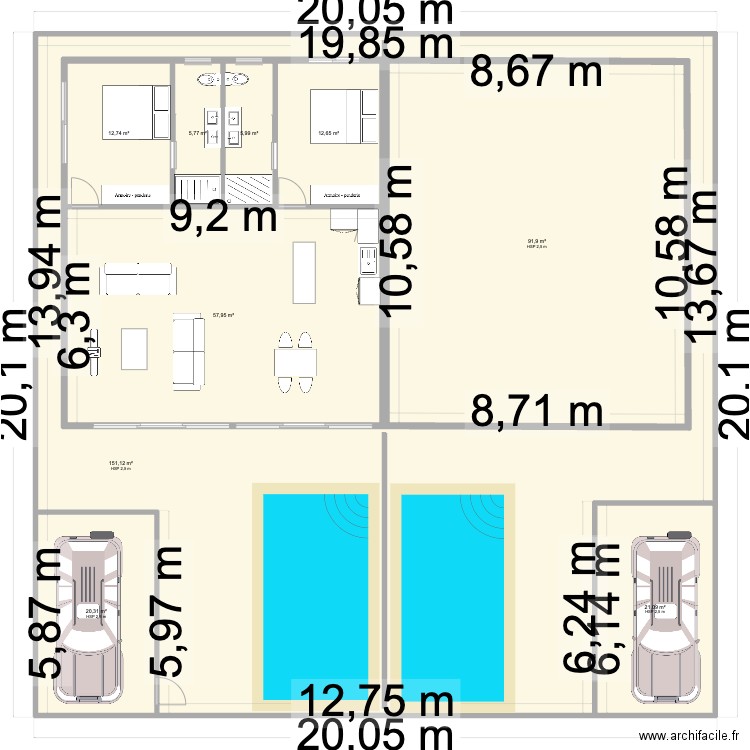 maison. Plan de 9 pièces et 580 m2