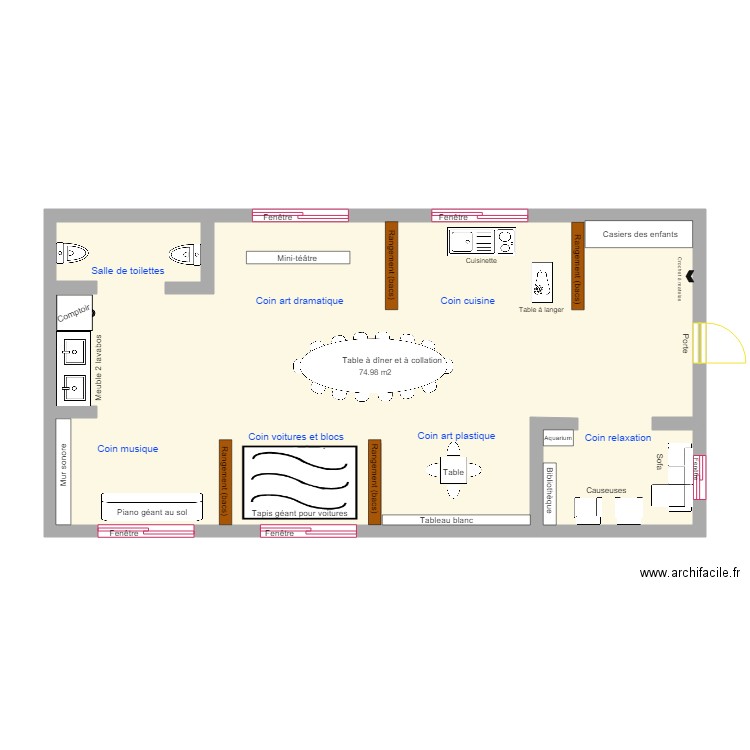 Local garderie  Plan dessiné par MariePhilippe