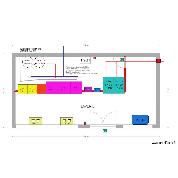 CRUZ ALEXANDRE. Plan de 2 pièces et 50 m2