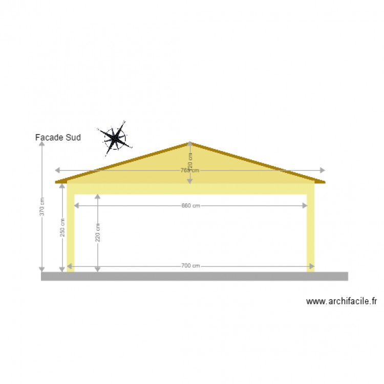 plan de coupe facade Sud. Plan de 0 pièce et 0 m2