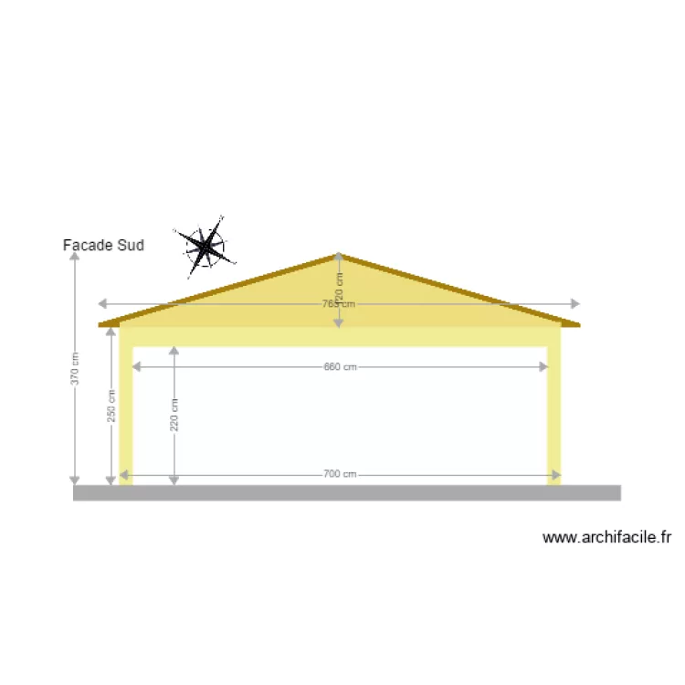 plan de coupe facade Sud. Plan de plan de coupe facade Sud. Plan de
