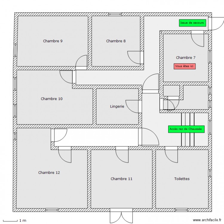 Auberge - 1er etage - Chambre 7. Plan de 0 pièce et 0 m2