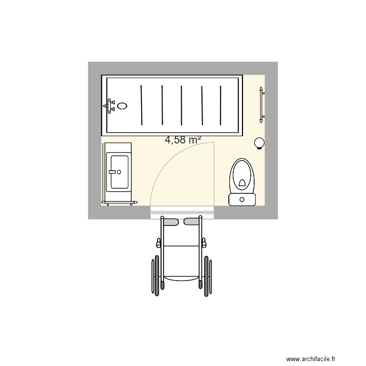 Aménagement habitat salle de bain avant. Plan de 1 pièce et 5 m2