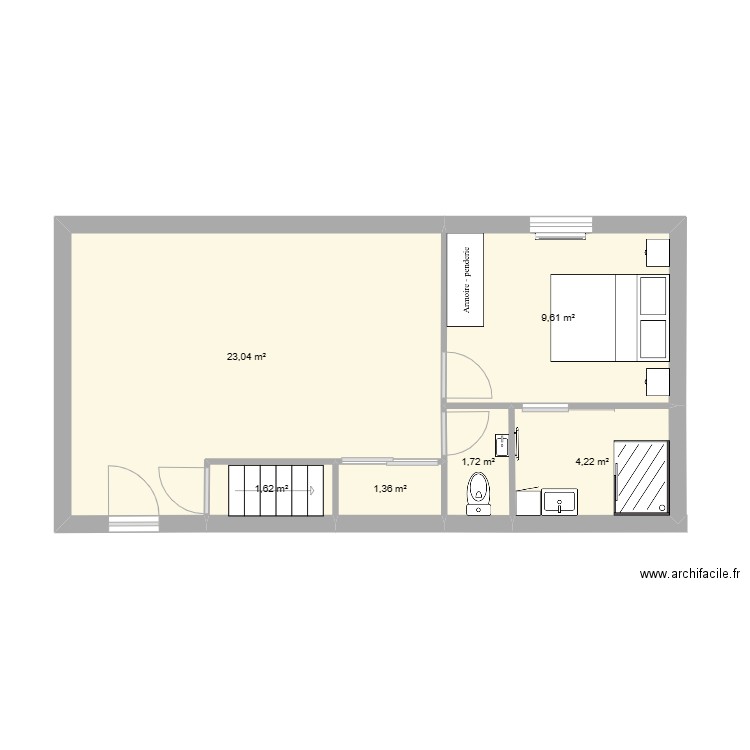 mezzanine garage cros v1. Plan de 6 pièces et 42 m2