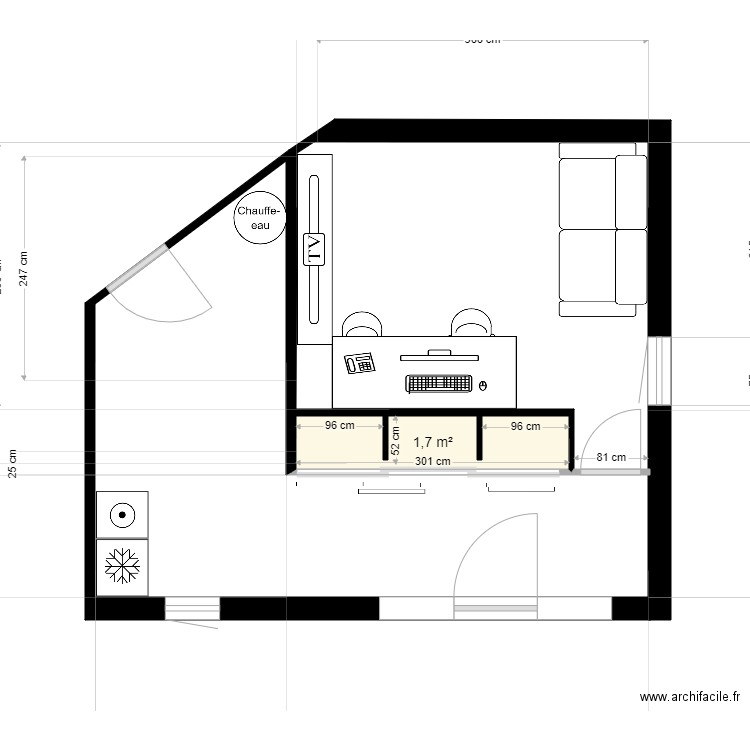 PLAN GARAGE variante 3. Plan de 1 pièce et 2 m2