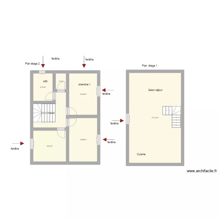 GARNIER PLAN MAISON ET SDB. Plan de 