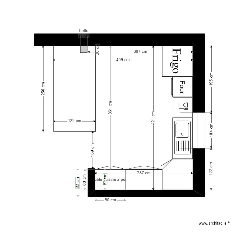 plan cuisine. Plan de 0 pièce et 0 m2