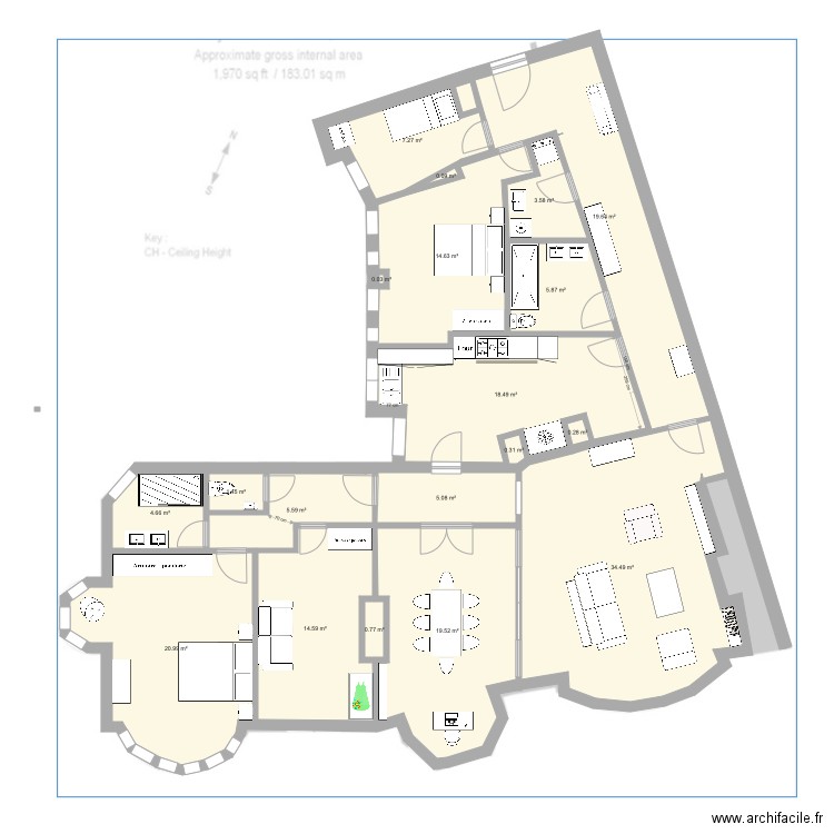 FitzJames 23bis Proposed plan. Plan de 0 pièce et 0 m2