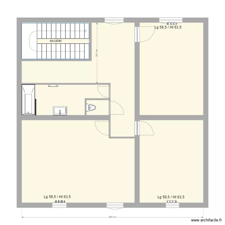 Implatation SDB et rdiateurs R2 ind 0. Plan de 