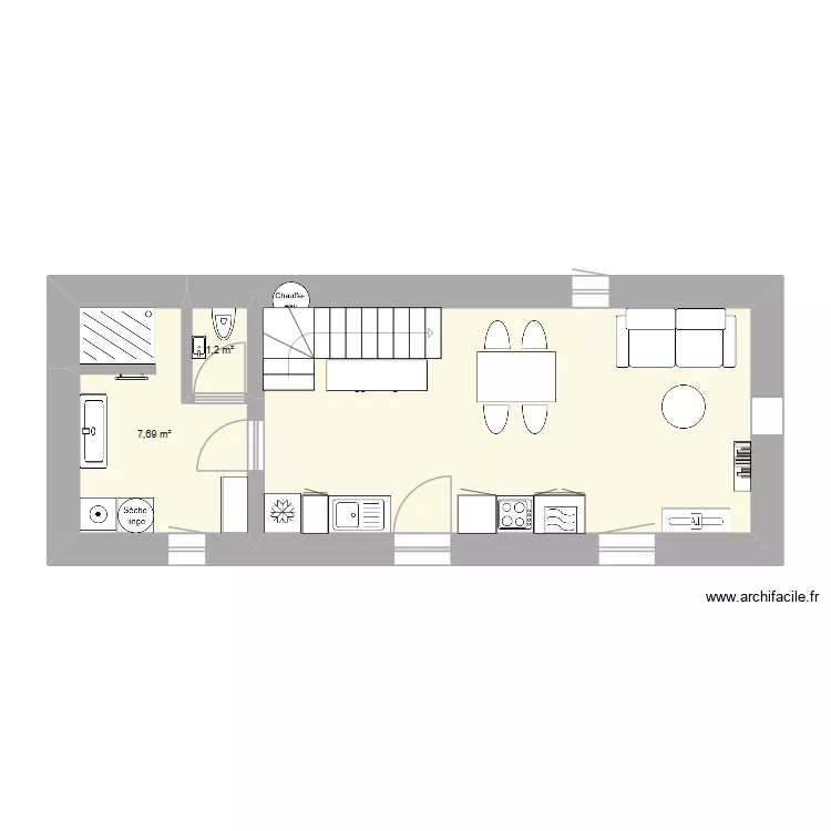 Studio plein pied. Plan de 3 et 36 m² Studio plein pied. Plan de 3 et 36 m²
