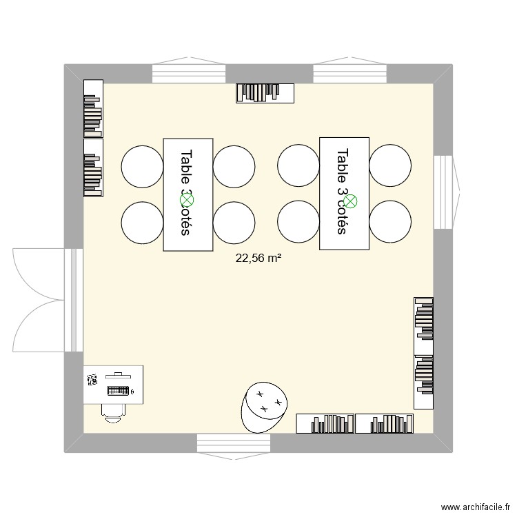 plan 2. Plan de 1 pièce et 23 m2