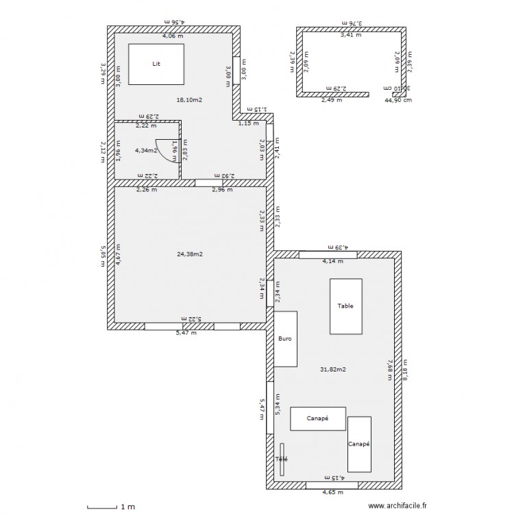 Maison sibiril extention Sud decroché 8m. Plan de 0 pièce et 0 m2