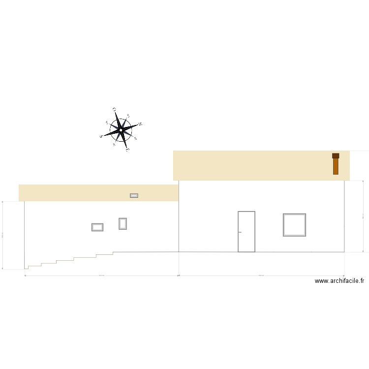 façade E. Plan de 0 pièce et 0 m2