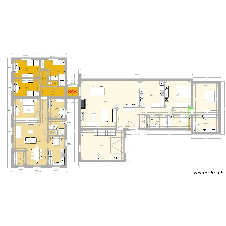 projet finalisé double maison. Plan de 0 pièce et 0 m2